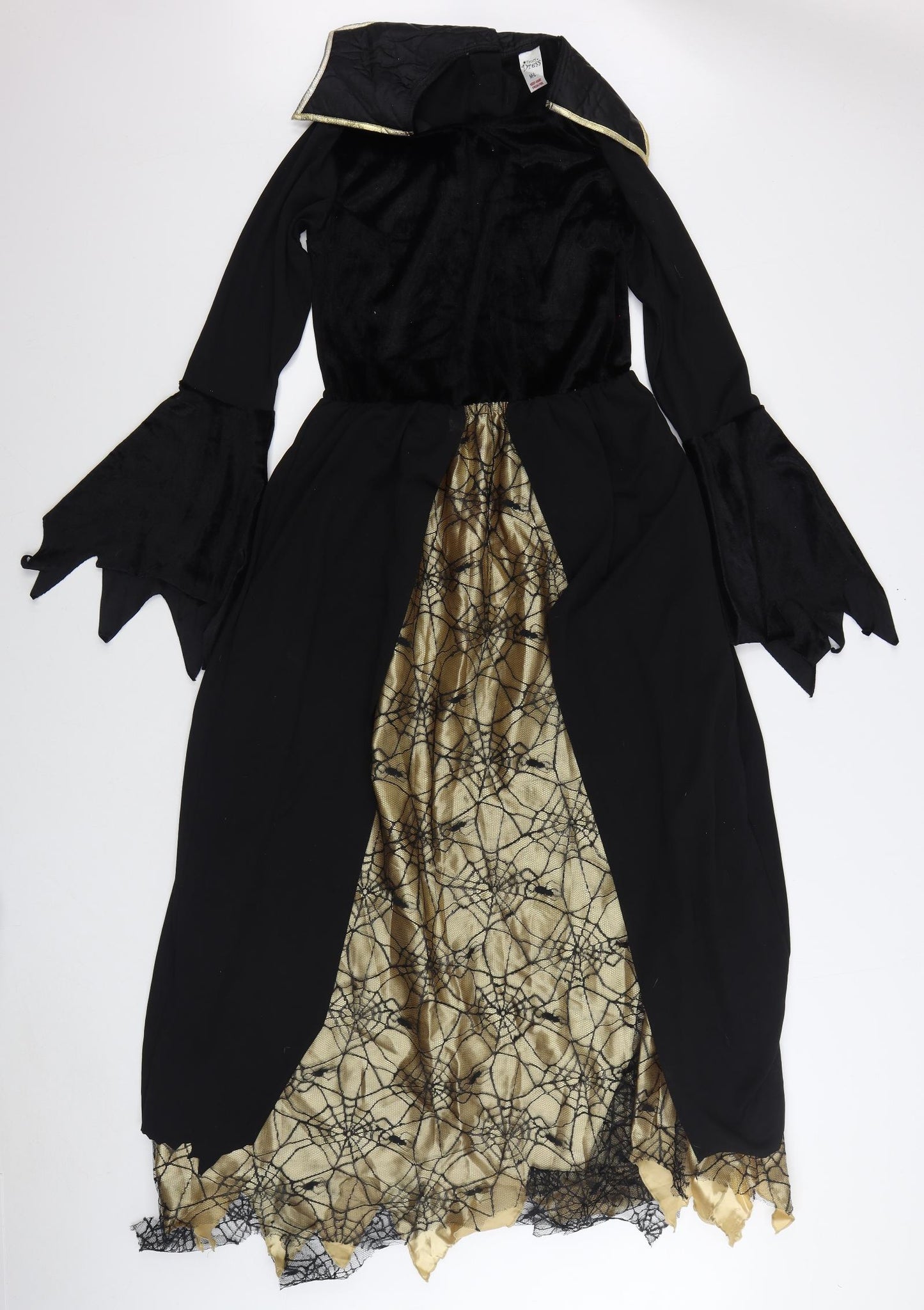 Fancy Dress Womens Black Polyester A-Line Size M Round Neck Hook & Loop - Halloween