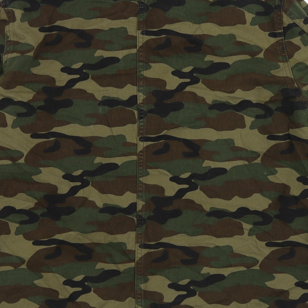 Bellfield Mens Green Camouflage Jacket Size L Button