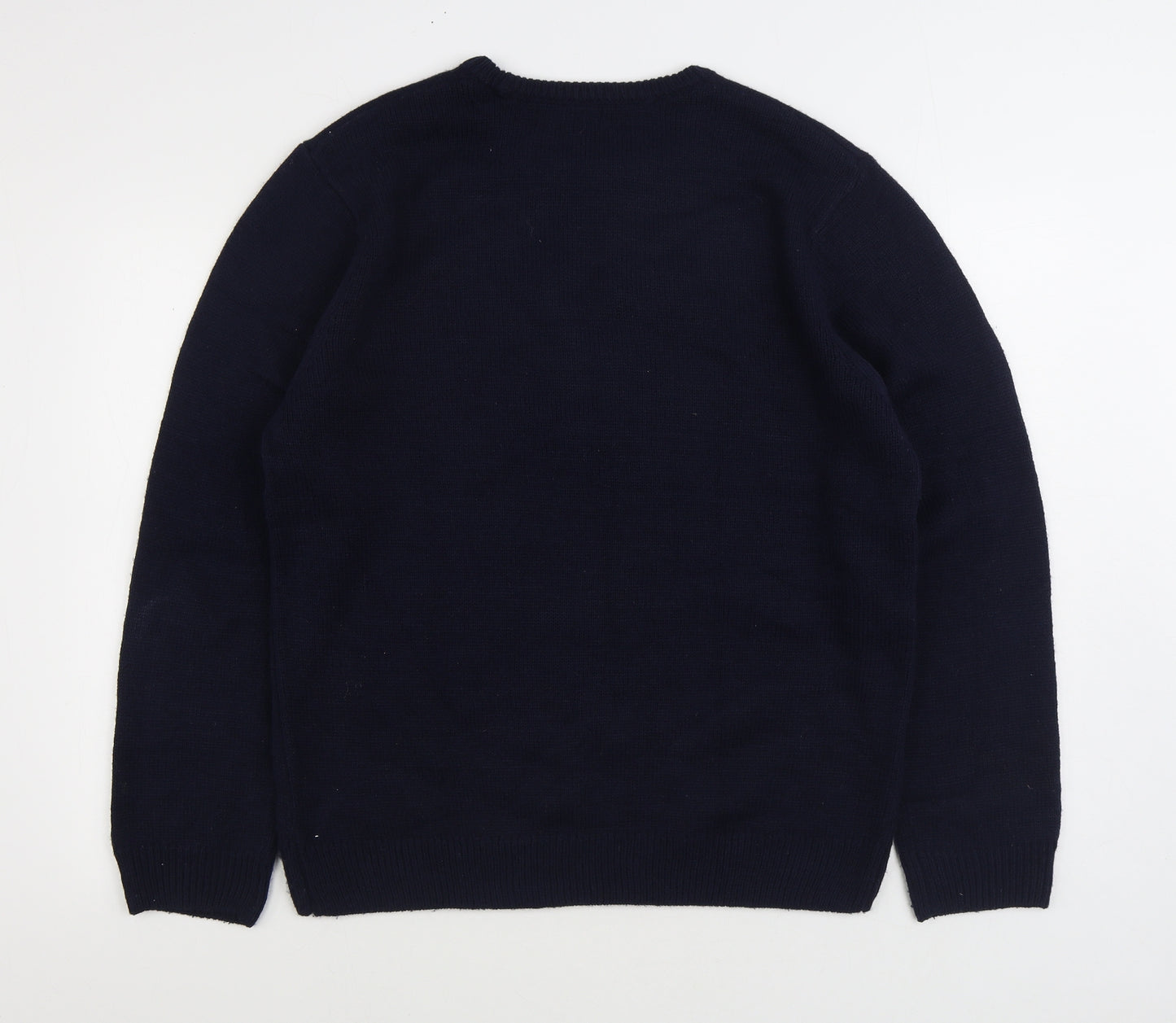 Primark Mens Blue Round Neck Acrylic Pullover Jumper Size L