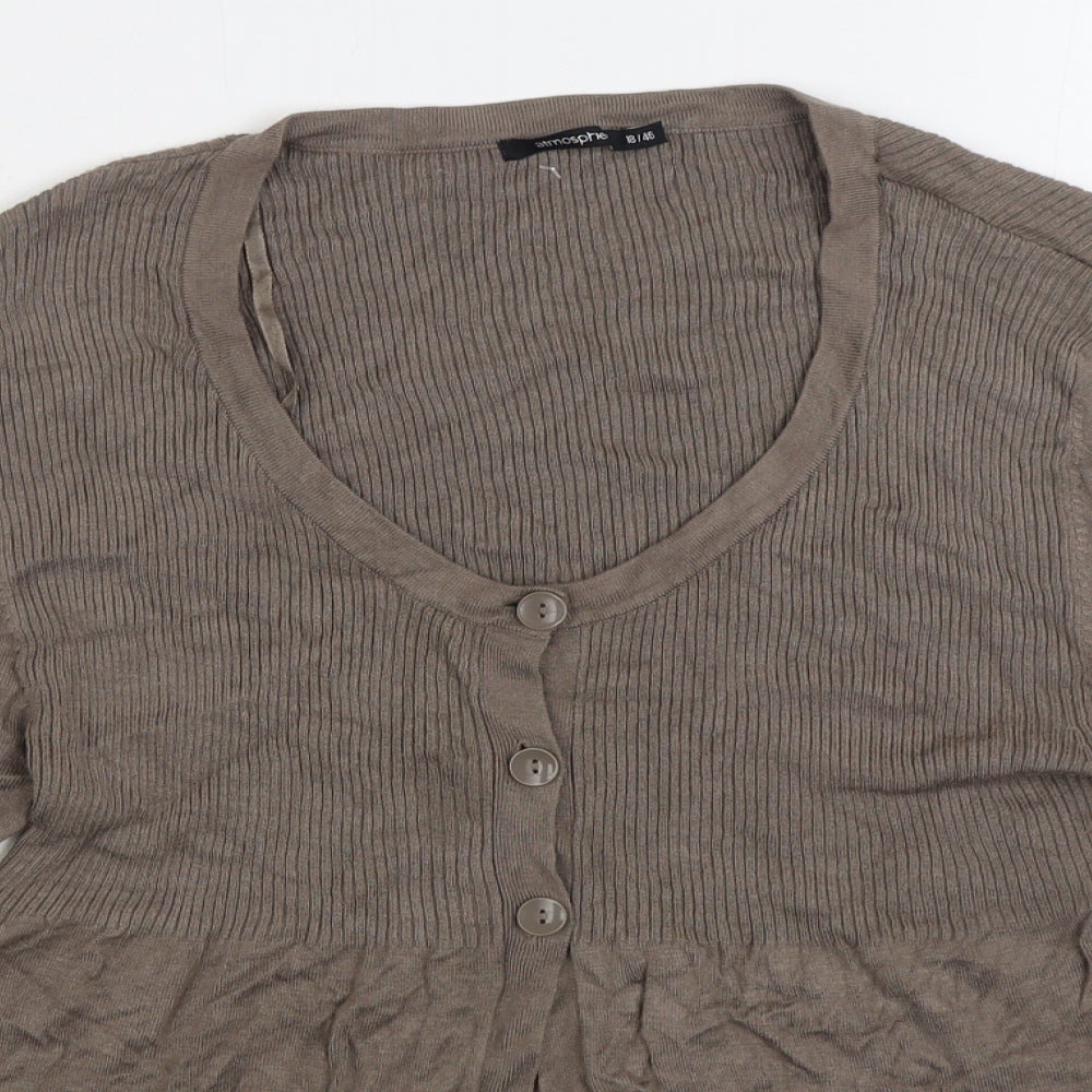 Atmosphere Womens Brown V-Neck Viscose Cardigan Jumper Size 18