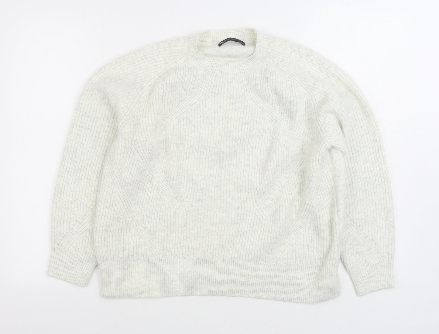 Marks and Spencer Womens White Round Neck Acrylic Pullover Jumper Size L