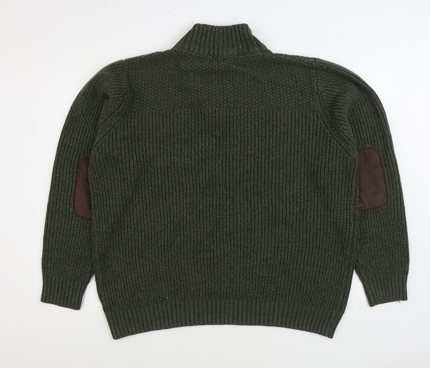 George Mens Green V-Neck Acrylic Pullover Jumper Size 2XL