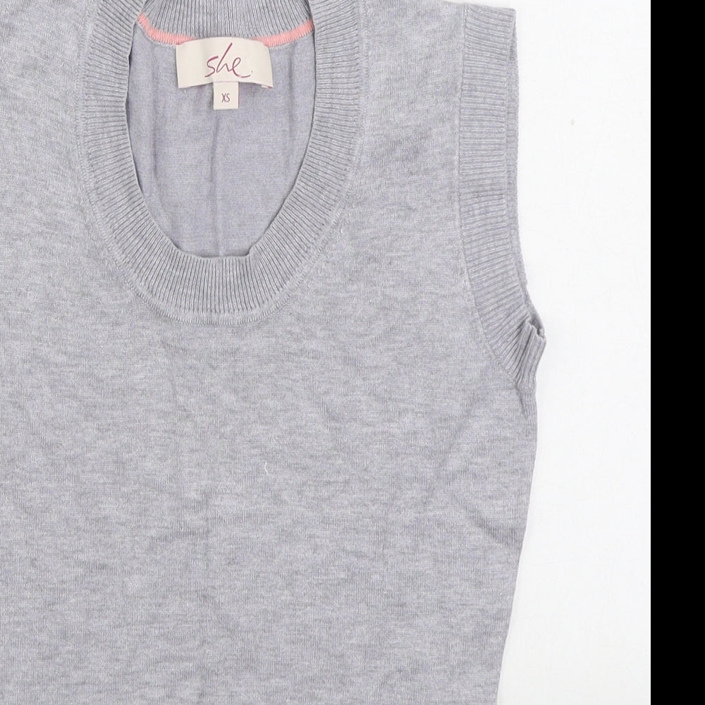 SHE Womens Grey Scoop Neck Viscose Vest Jumper Size XS