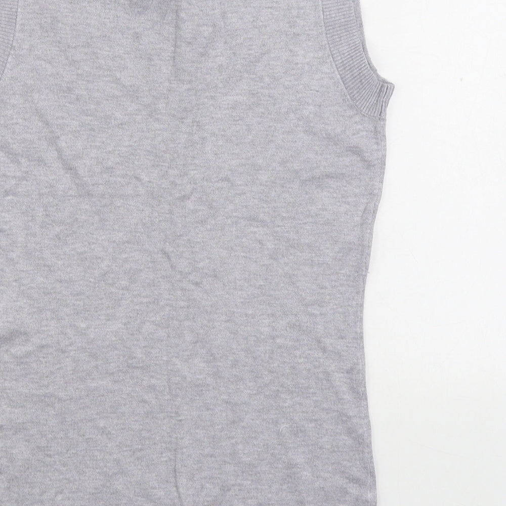 SHE Womens Grey Scoop Neck Viscose Vest Jumper Size XS