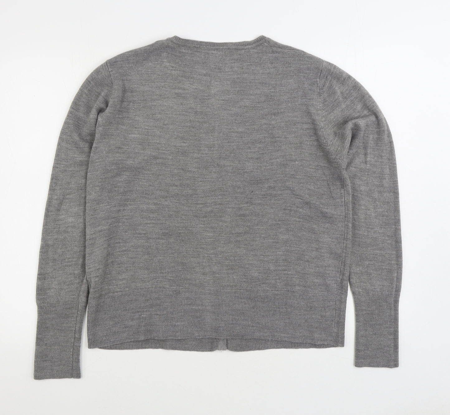 Primark Womens Grey Round Neck Acrylic Cardigan Jumper Size 16