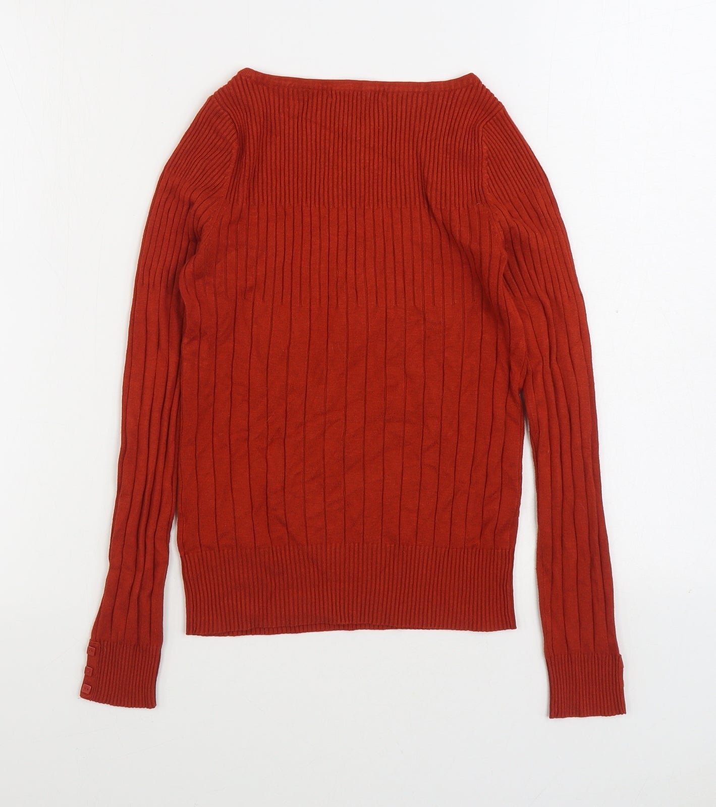 Marks and Spencer Womens Orange Boat Neck Viscose Pullover Jumper Size 8