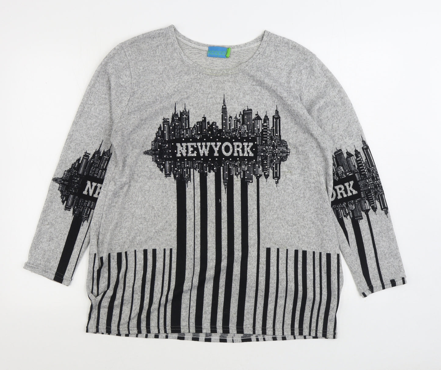 Koopo Womens Grey Boat Neck Polyester Pullover Jumper One Size