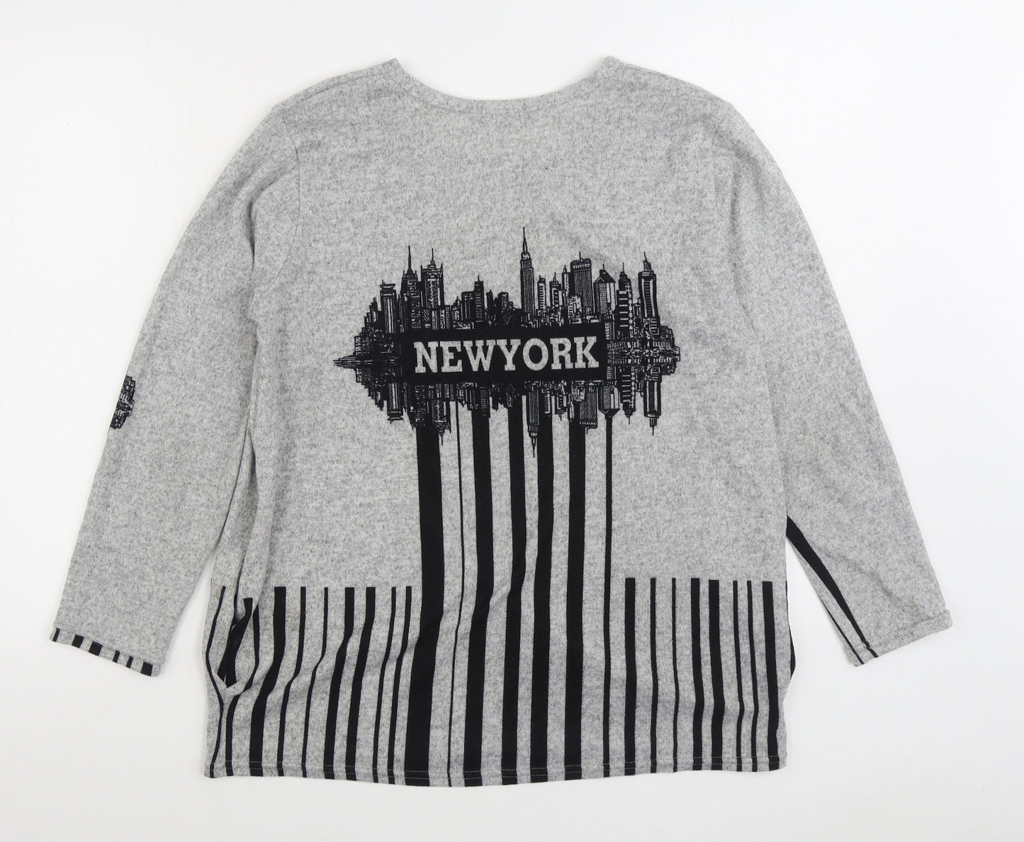 Koopo Womens Grey Boat Neck Polyester Pullover Jumper One Size