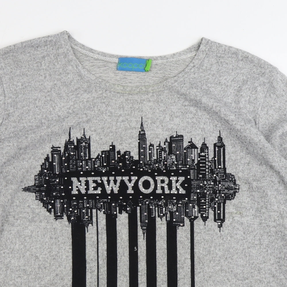 Koopo Womens Grey Boat Neck Polyester Pullover Jumper One Size