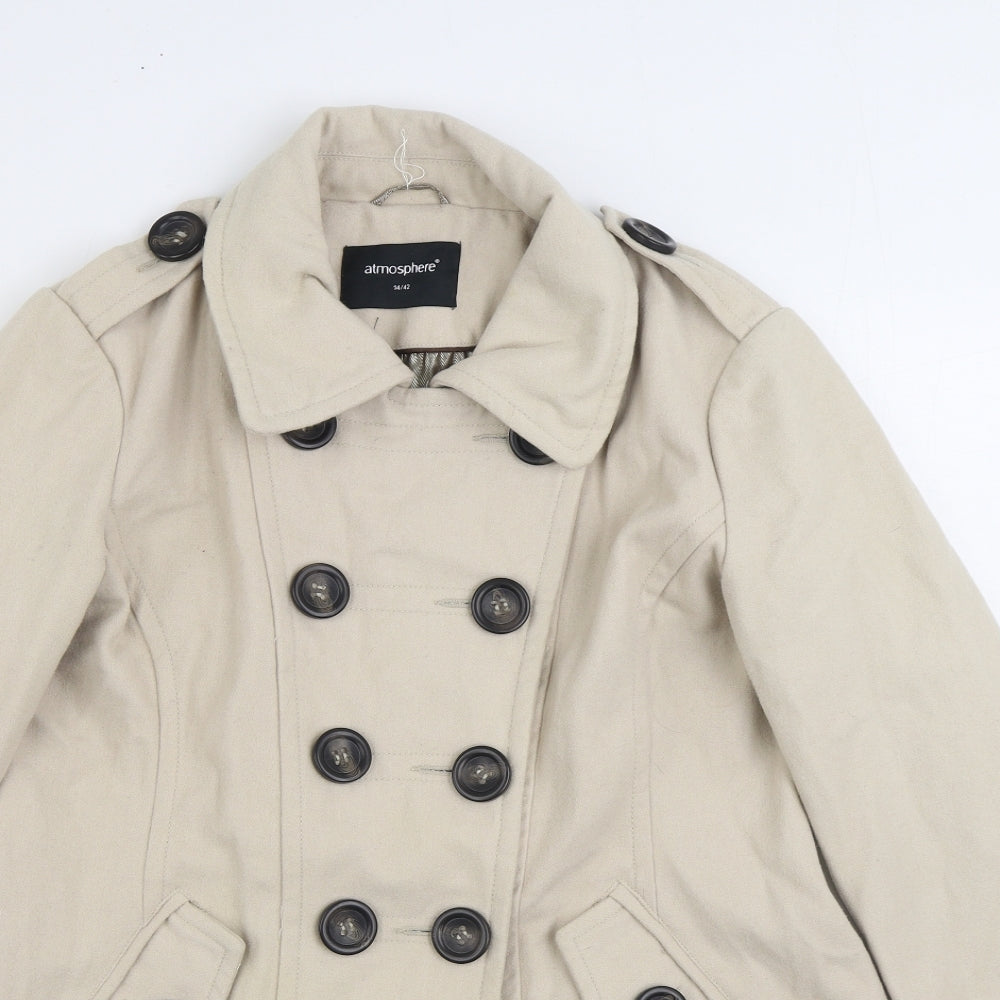 Primark Womens Beige Overcoat Coat Size 14 Button