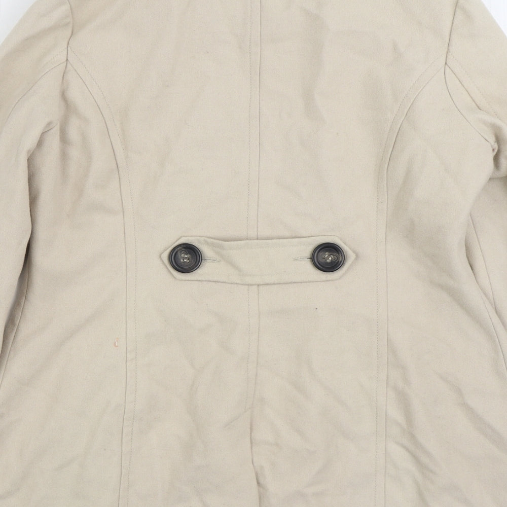 Primark Womens Beige Overcoat Coat Size 14 Button
