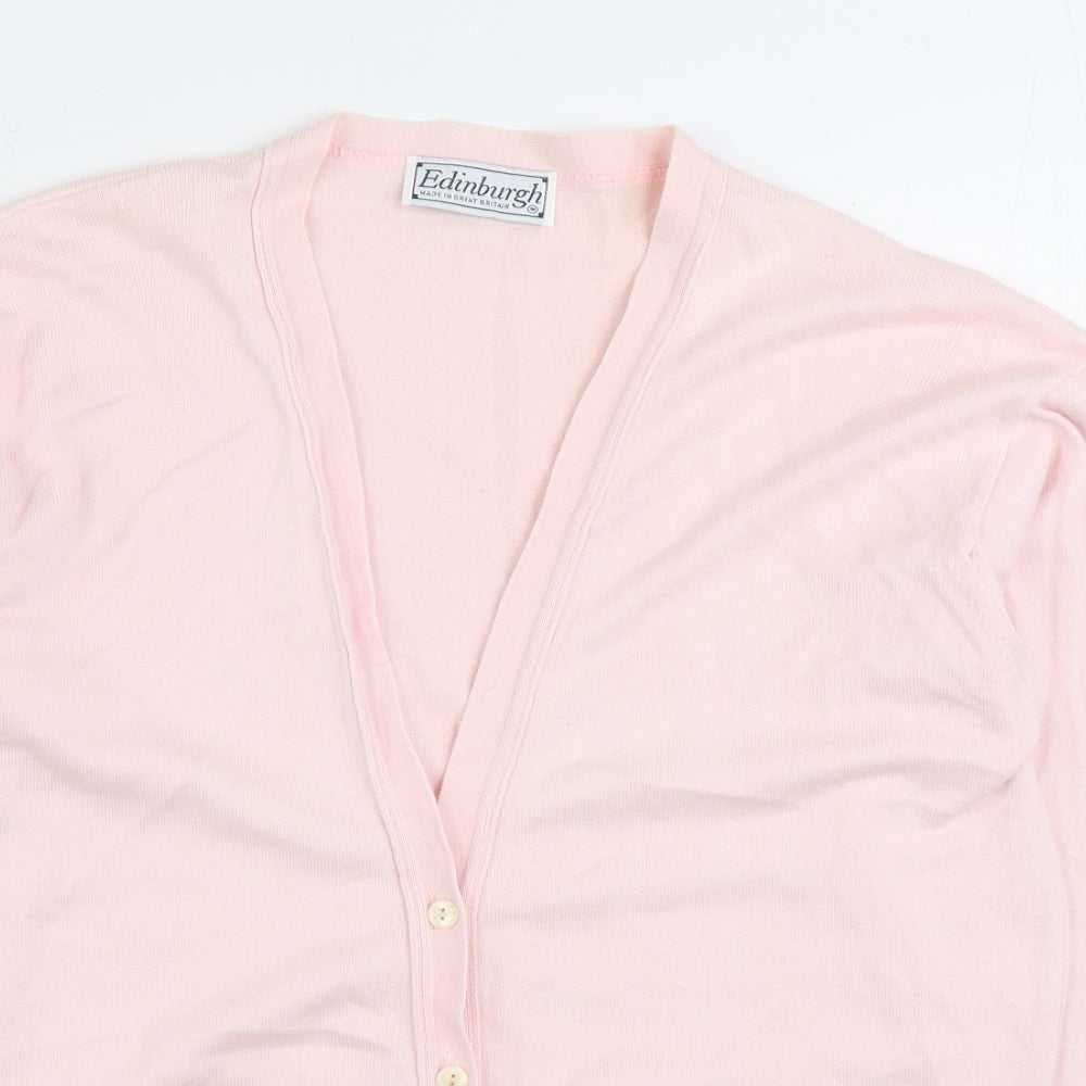 Edinburgh Womens Pink V-Neck 100% Cotton Cardigan Jumper Size M