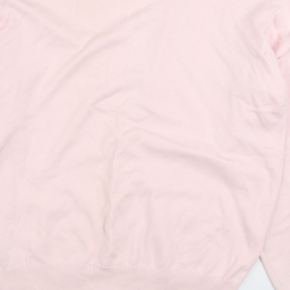 Edinburgh Womens Pink V-Neck 100% Cotton Cardigan Jumper Size M