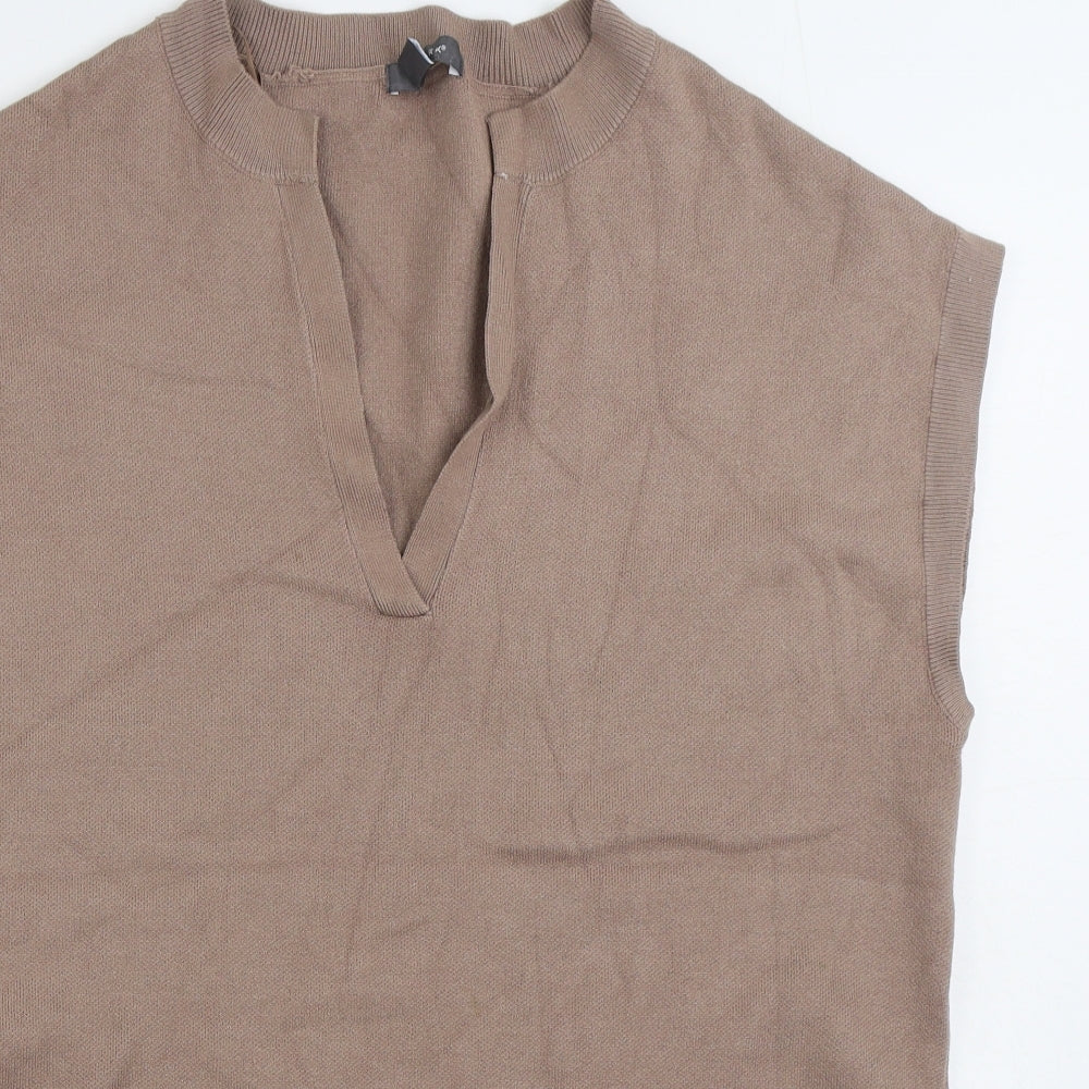 Primark Mens Brown V-Neck Acrylic Vest Jumper Size L