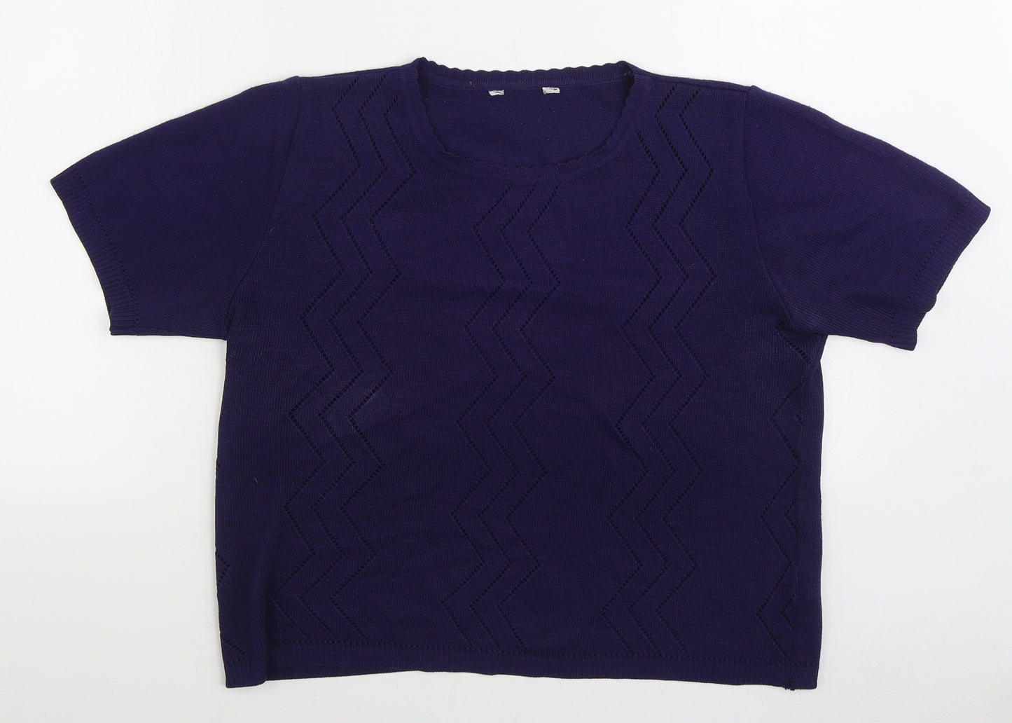 Preworn Womens Blue Round Neck Acrylic Pullover Jumper Size 16