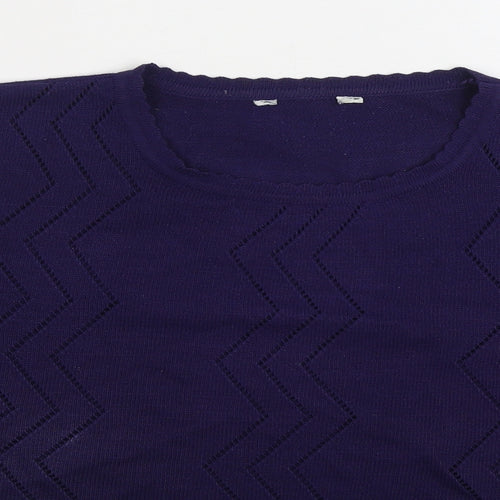 Preworn Womens Blue Round Neck Acrylic Pullover Jumper Size 16