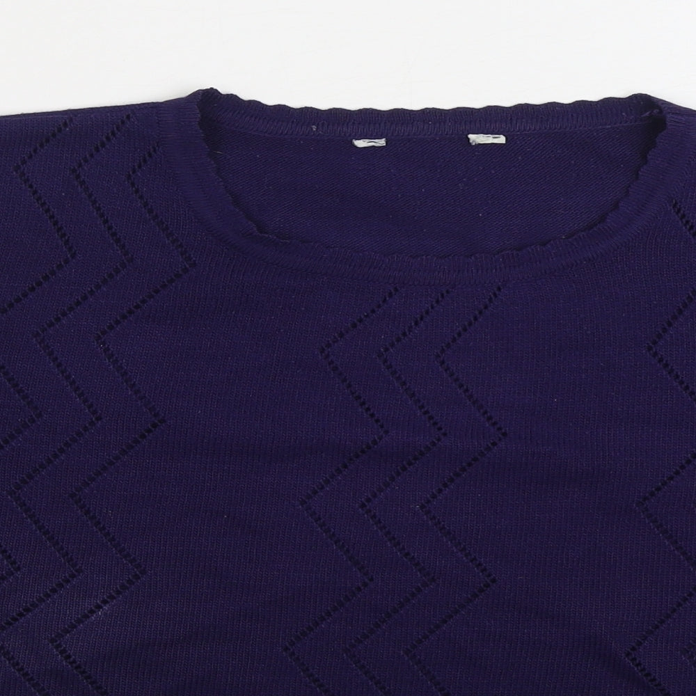 Preworn Womens Blue Round Neck Acrylic Pullover Jumper Size 16