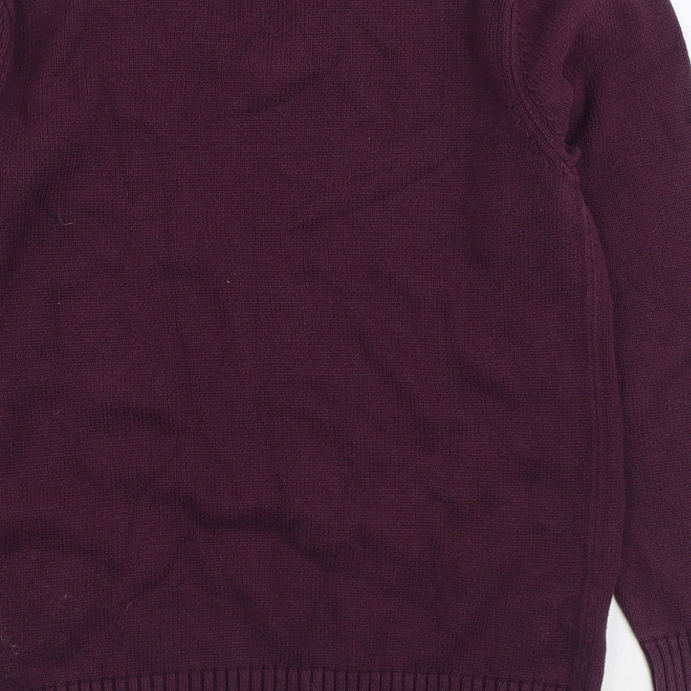 Firetrap Mens Purple V-Neck Cotton Pullover Jumper Size S