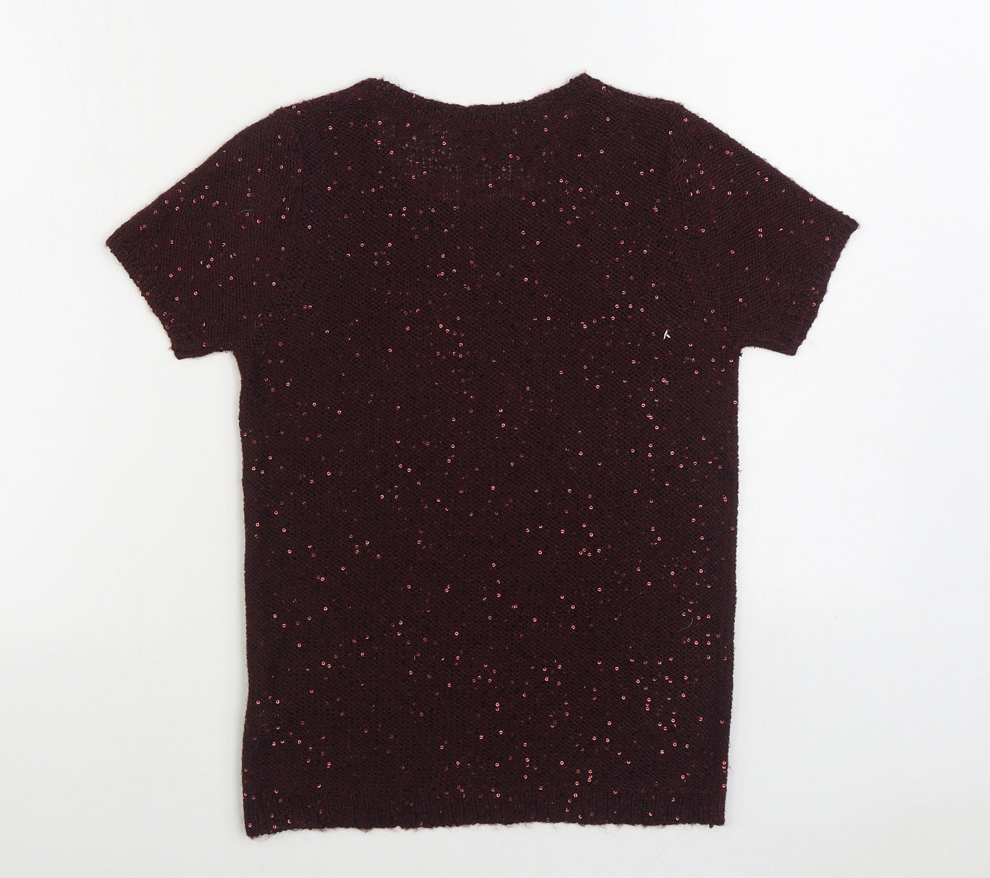 Marks and Spencer Womens Red Round Neck Polyester Pullover Jumper Size 8