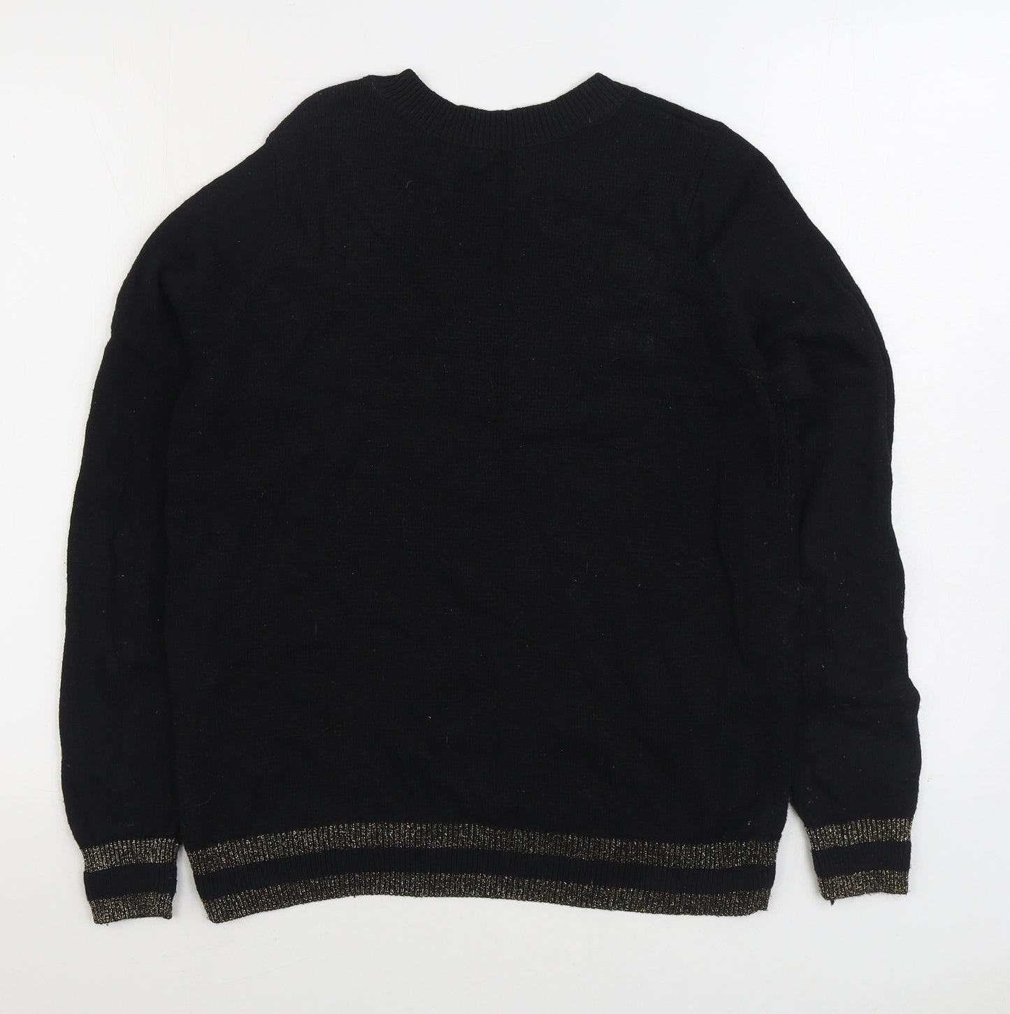 H&M Womens Black Round Neck Polyamide Pullover Jumper Size S