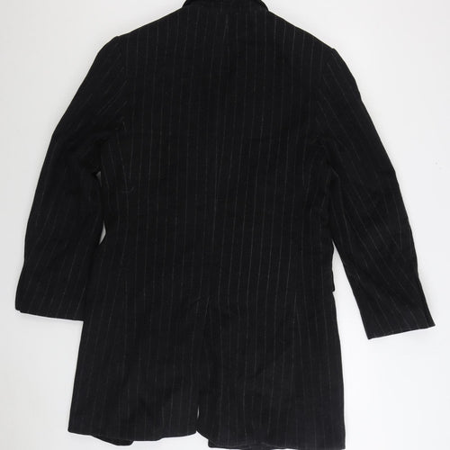 Milan Collection Mens Black Overcoat Coat Size S Button