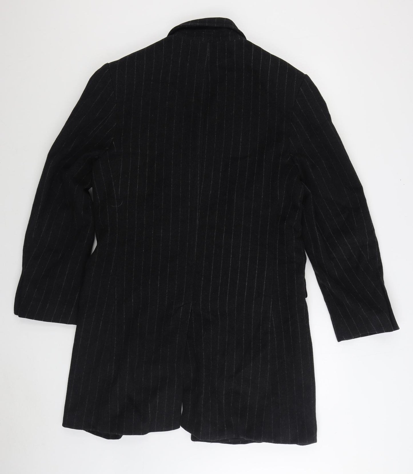 Milan Collection Mens Black Overcoat Coat Size S Button