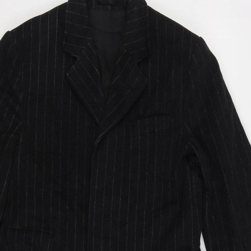 Milan Collection Mens Black Overcoat Coat Size S Button