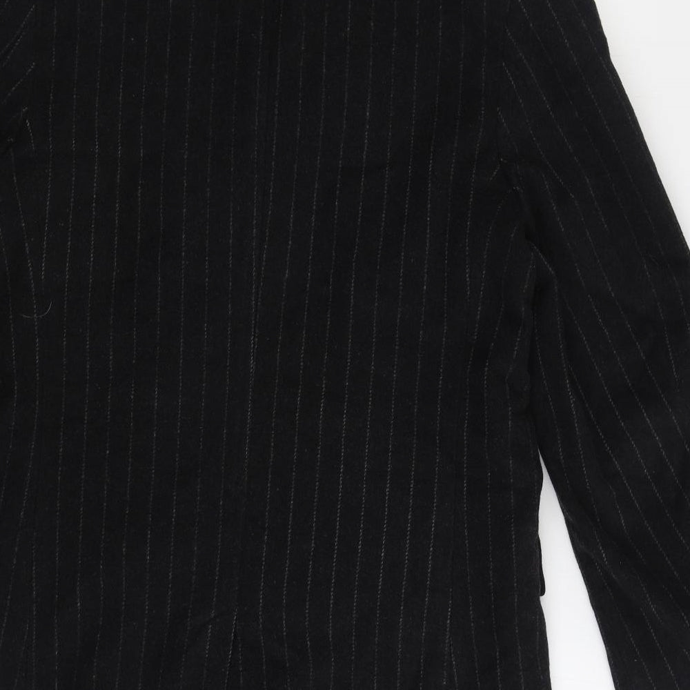 Milan Collection Mens Black Overcoat Coat Size S Button