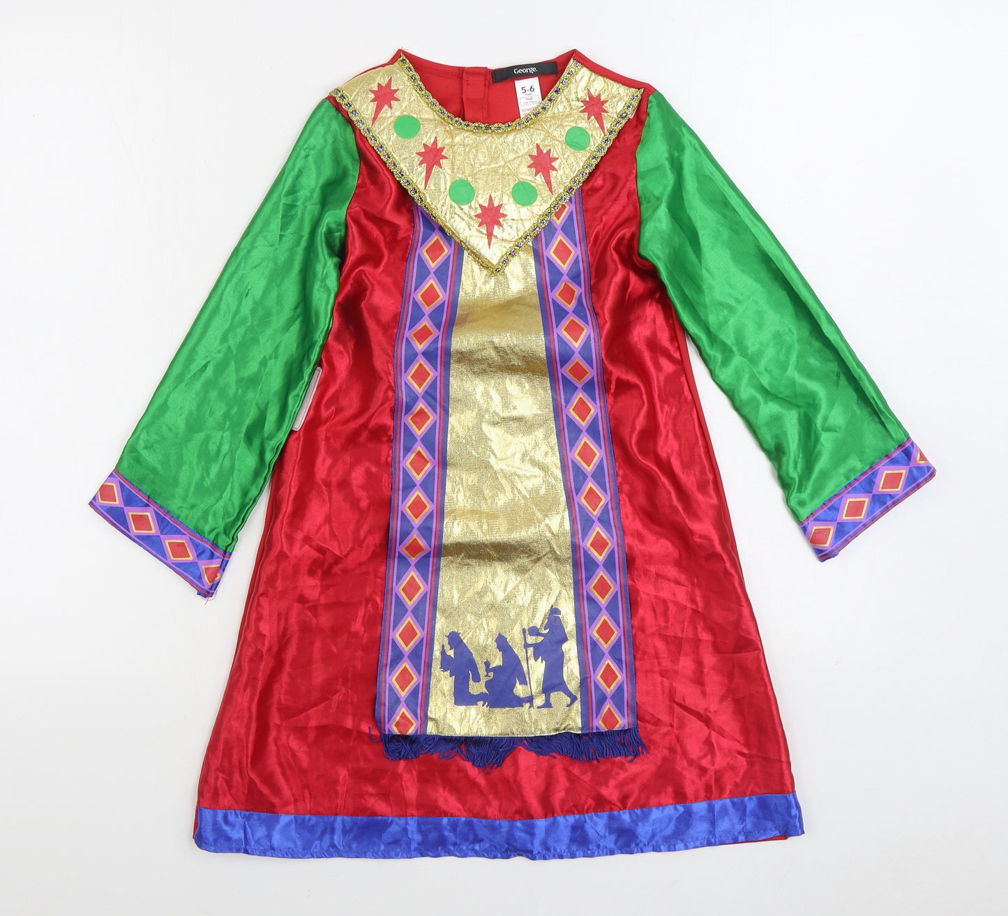 George Boys Multicoloured Solid Polyester Robe Size 5-6 Years Hook & Loop - Nativity Costume