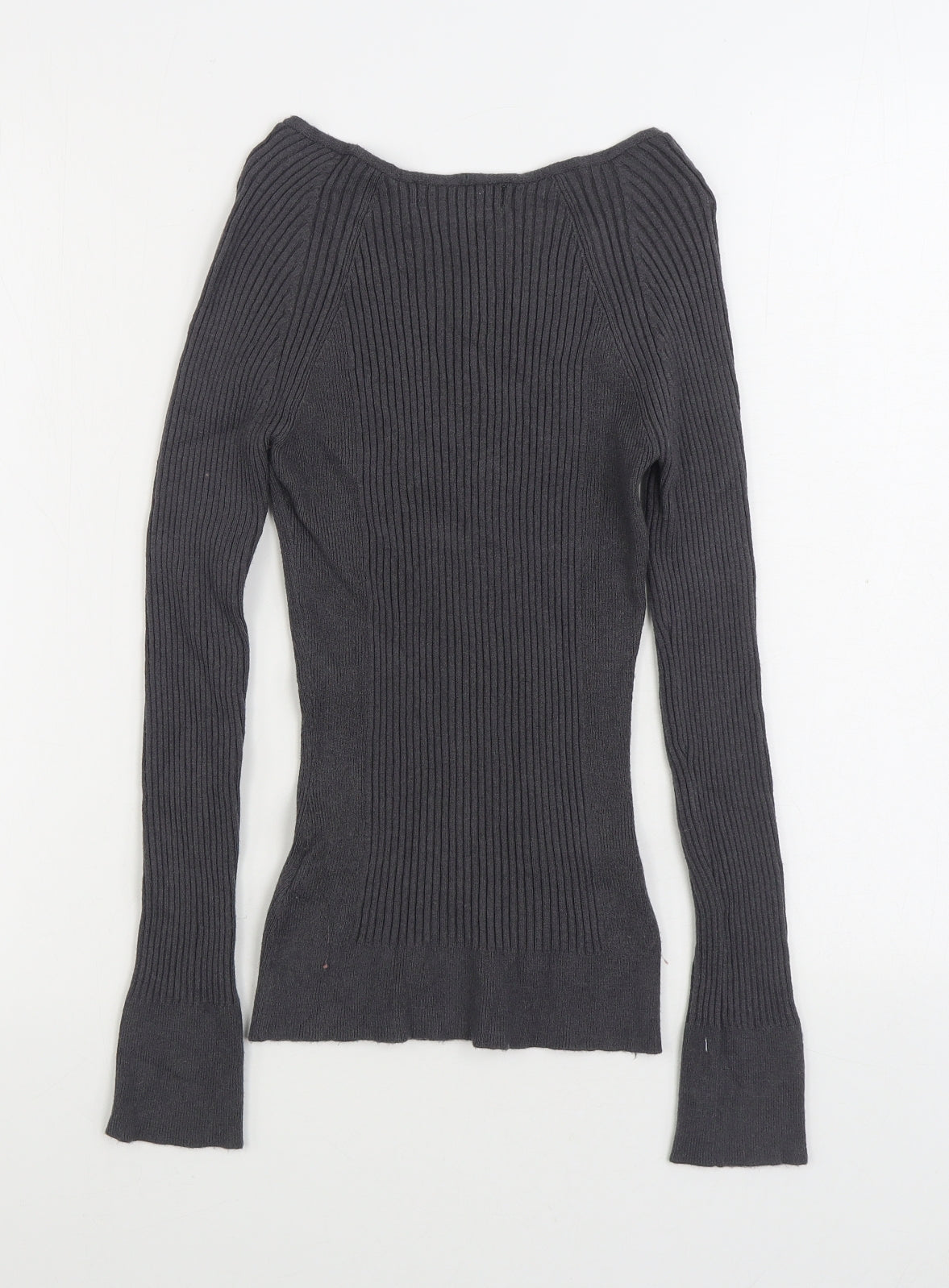 Primark Womens Grey V-Neck Viscose Pullover Jumper Size S
