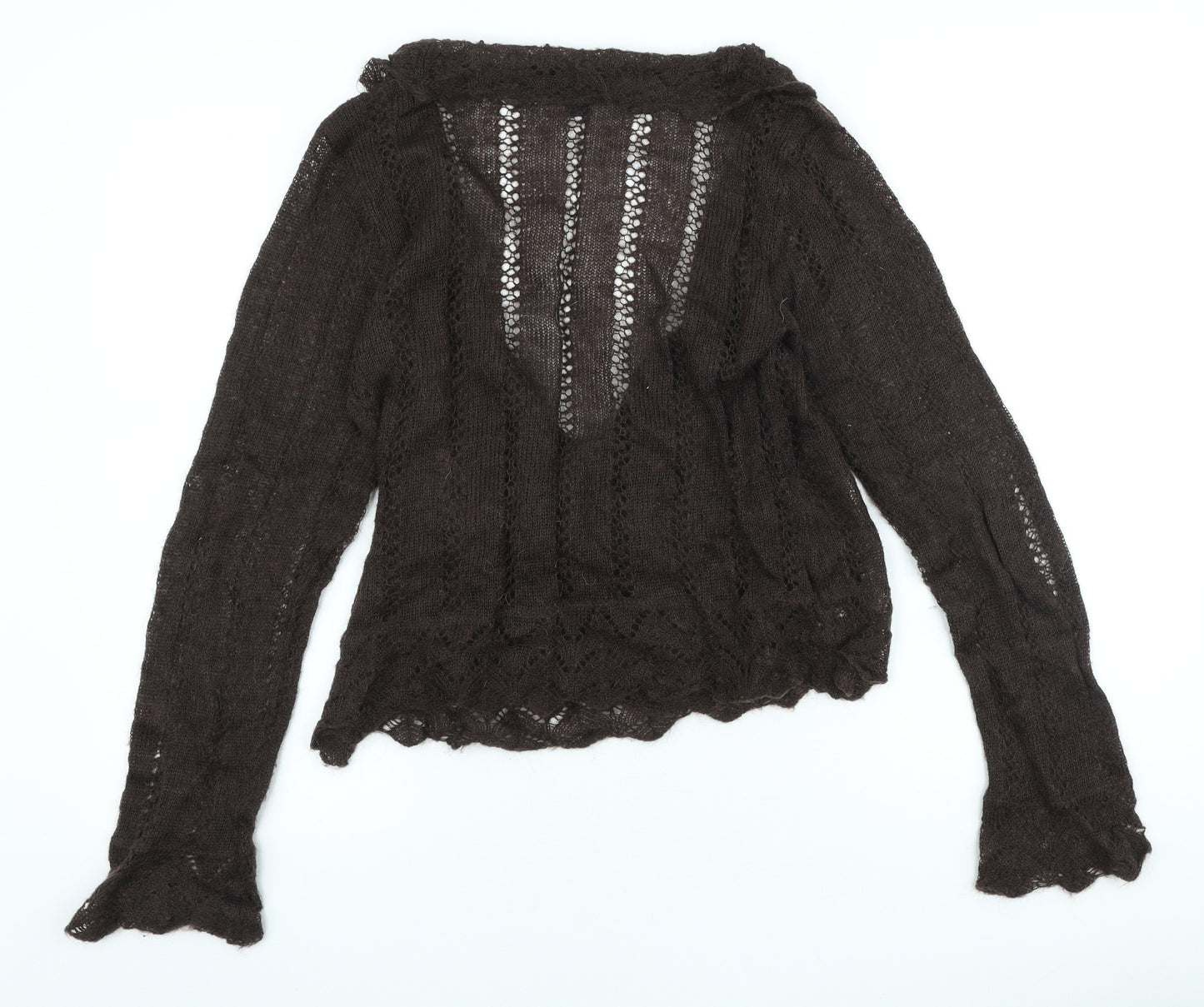 H&M Womens Brown V-Neck Ramie Cardigan Jumper Size M