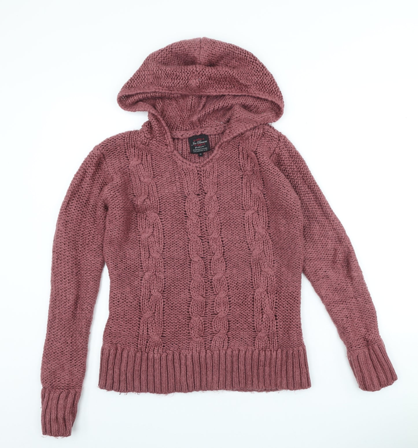 Joe Browns Womens Pink Scoop Neck Acrylic Pullover Jumper Size 14