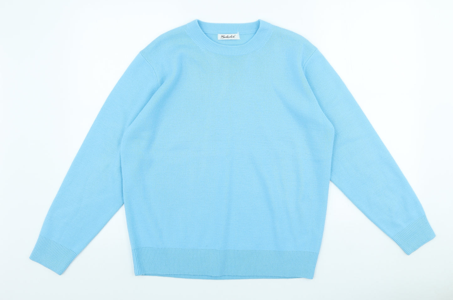 Berkertex Womens Blue Round Neck Acrylic Pullover Jumper Size 14 - Size 14-16