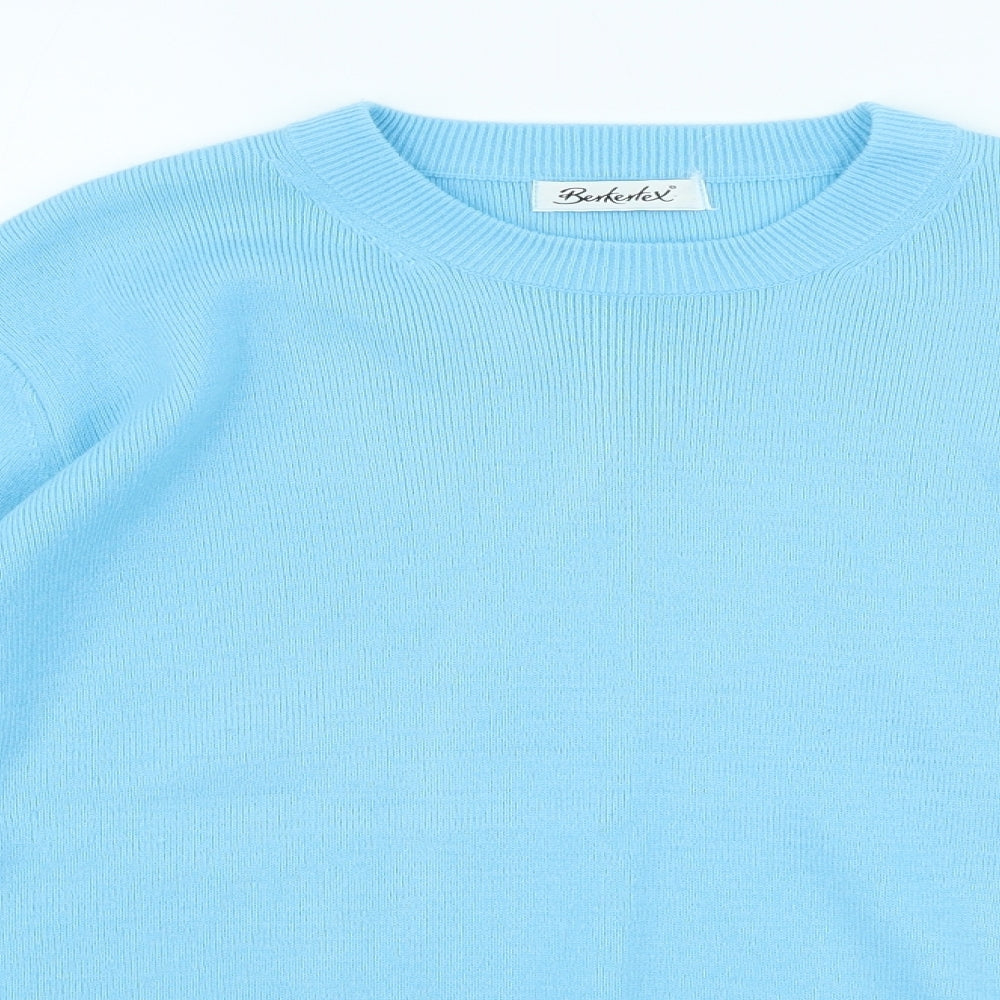 Berkertex Womens Blue Round Neck Acrylic Pullover Jumper Size 14 - Size 14-16