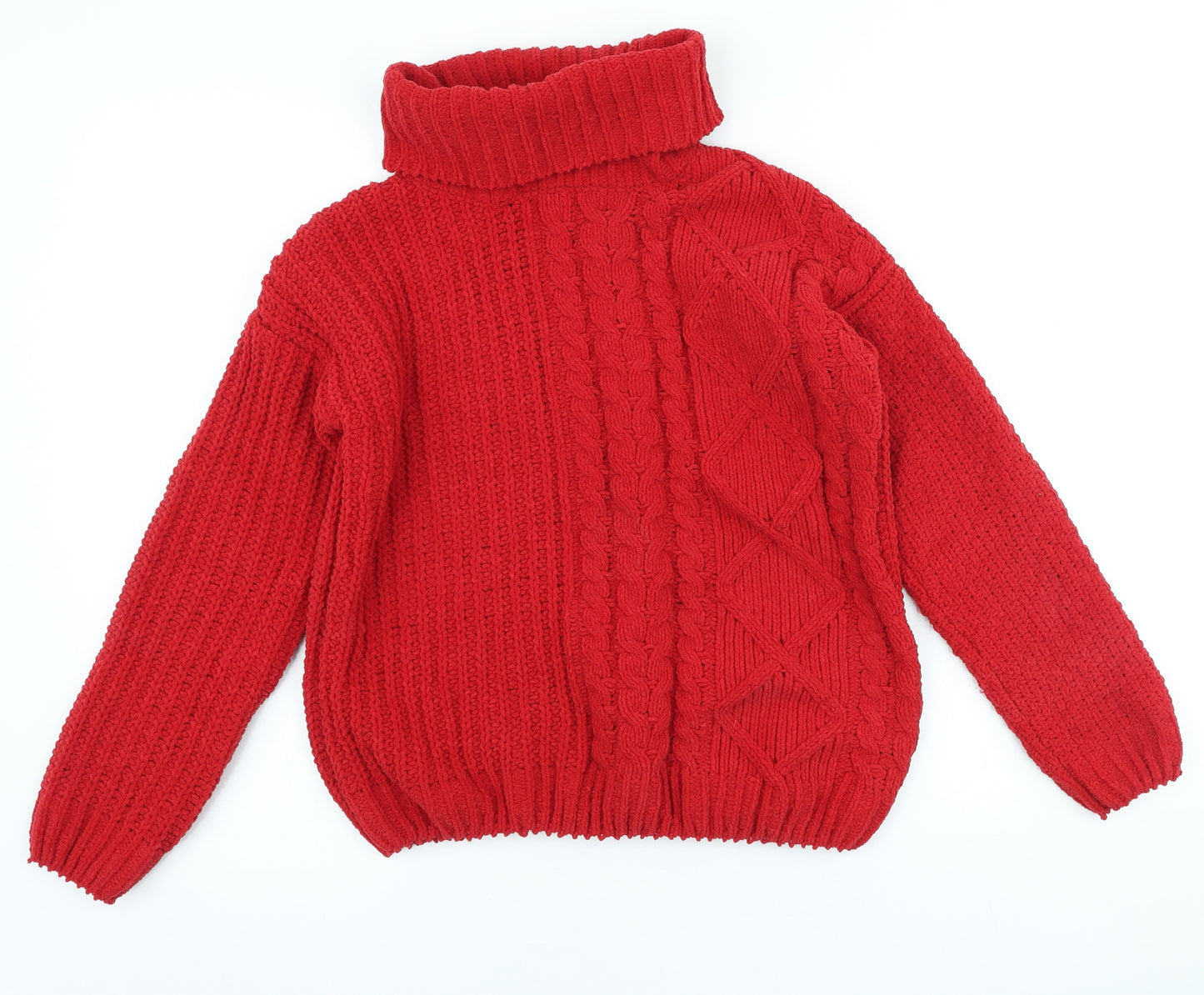 Primark Womens Red Roll Neck Polyester Pullover Jumper Size 4