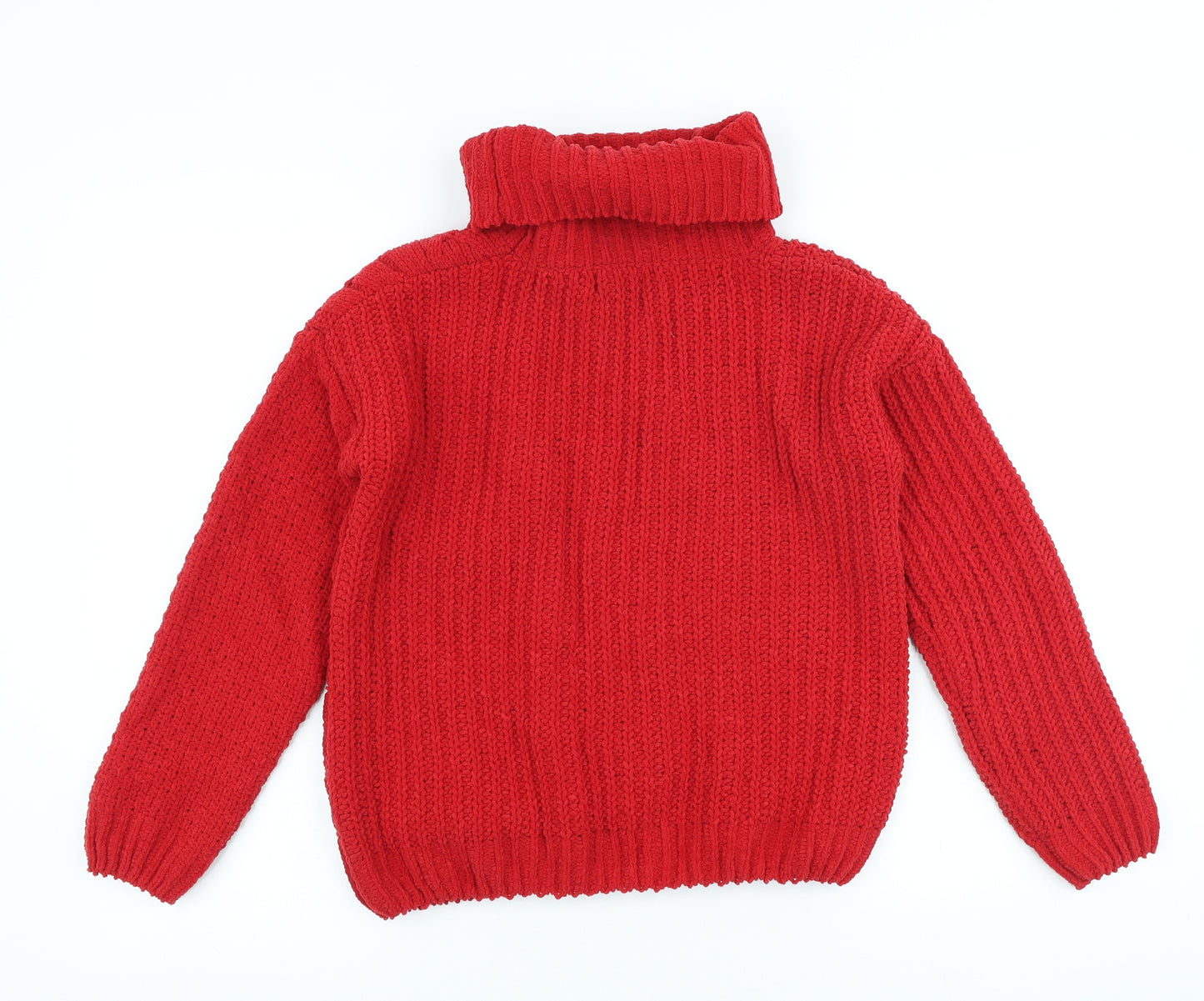 Primark Womens Red Roll Neck Polyester Pullover Jumper Size 4