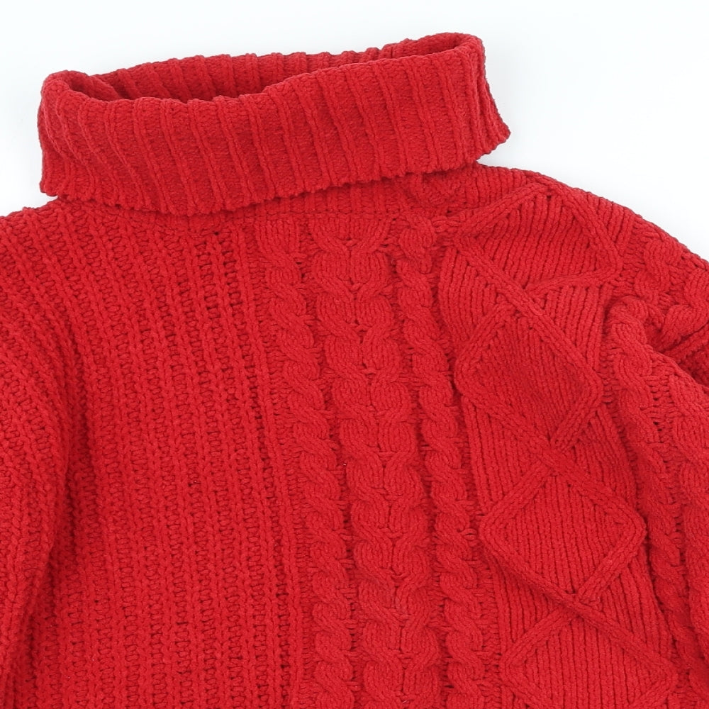 Primark Womens Red Roll Neck Polyester Pullover Jumper Size 4
