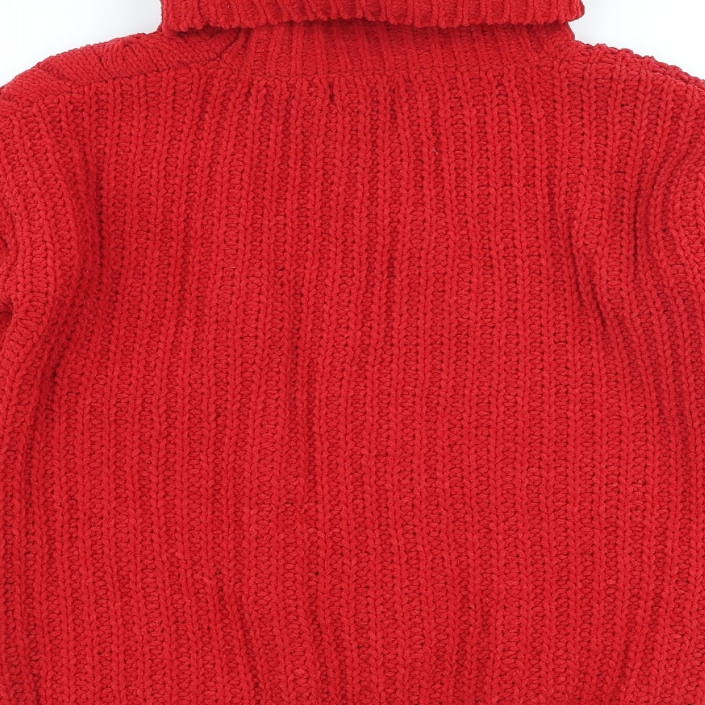 Primark Womens Red Roll Neck Polyester Pullover Jumper Size 4