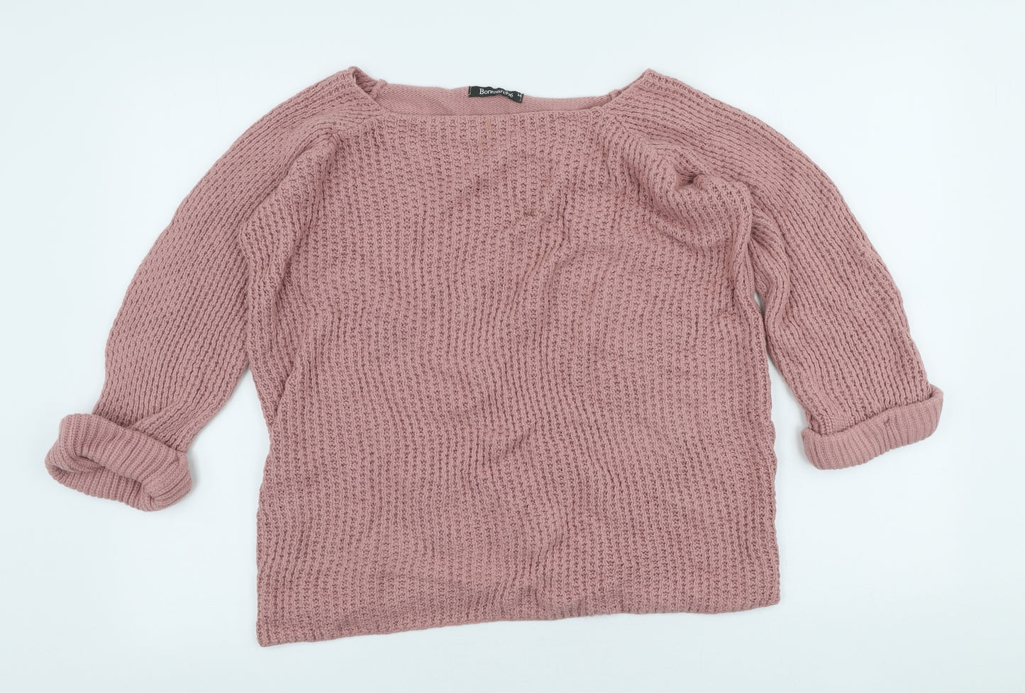 Bonmarche Womens Pink Scoop Neck Acrylic Pullover Jumper Size 16