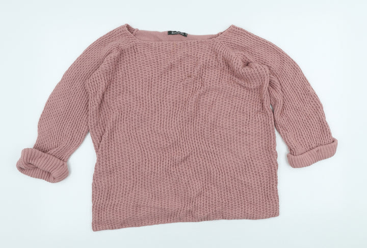 Bonmarche Womens Pink Scoop Neck Acrylic Pullover Jumper Size 16