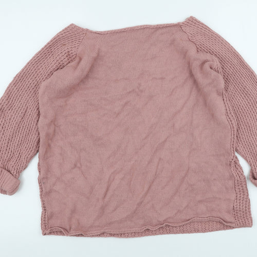 Bonmarche Womens Pink Scoop Neck Acrylic Pullover Jumper Size 16