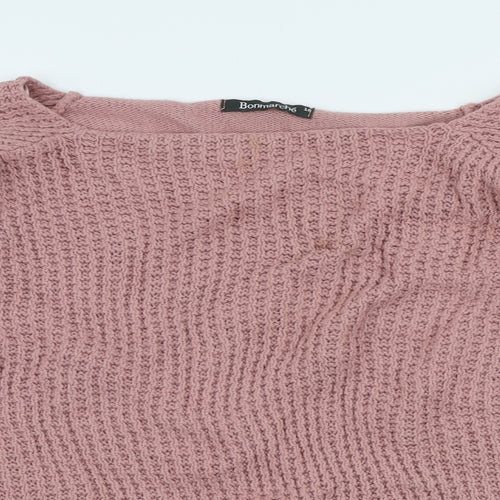 Bonmarche Womens Pink Scoop Neck Acrylic Pullover Jumper Size 16