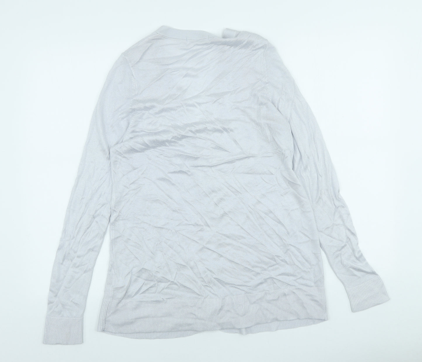 Marks and Spencer Womens Grey V-Neck Acrylic Cardigan Jumper Size 14