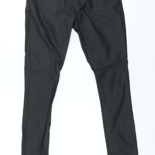 Topshop Womens Black Polyester Trousers Size XS L28 in Slim - Faux leather