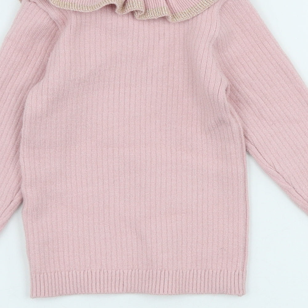 Matalan Girls Pink Viscose Basic T-Shirt Size 12-18 Months Mock Neck