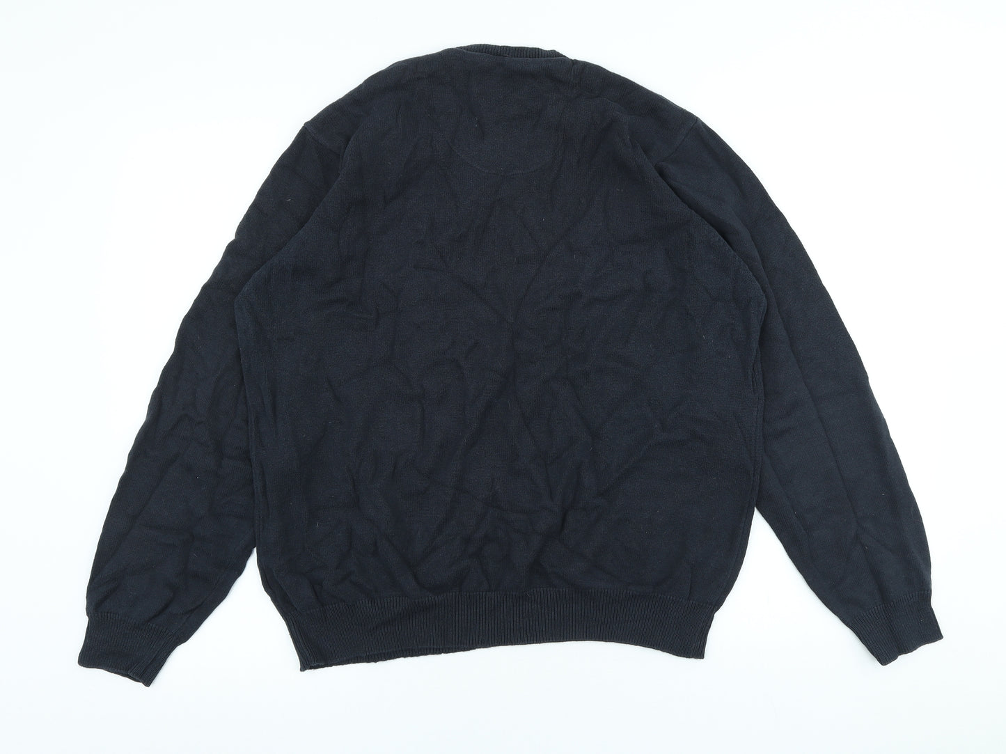 Blue Harbour Mens Blue V-Neck Cotton Pullover Jumper Size M