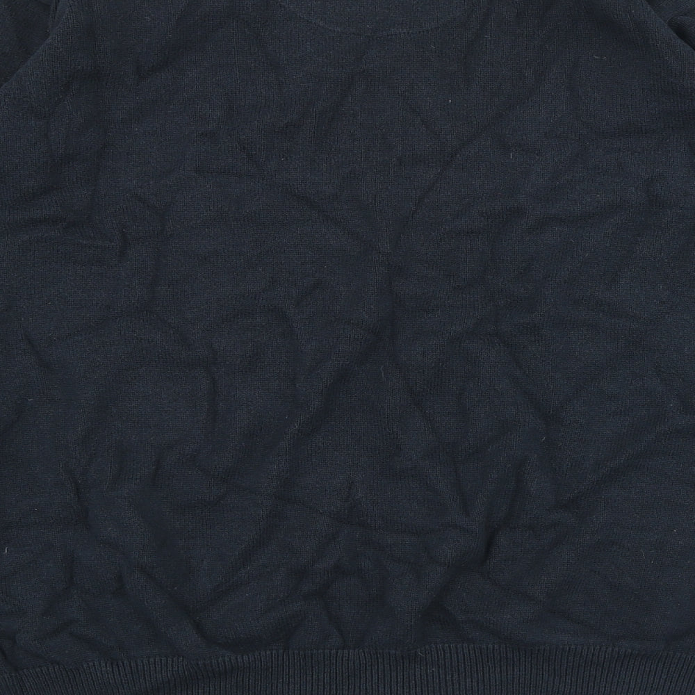 Blue Harbour Mens Blue V-Neck Cotton Pullover Jumper Size M