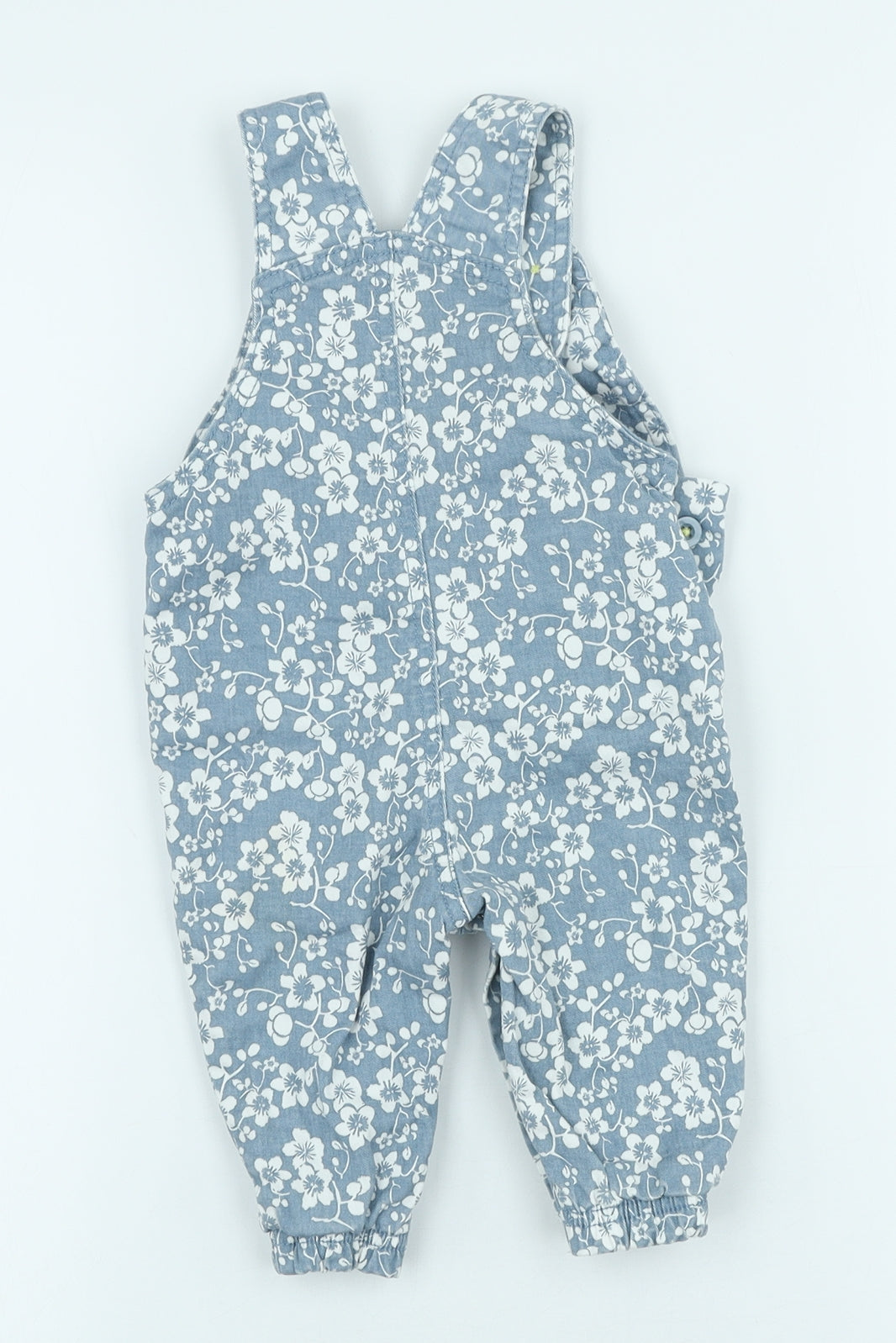 Marks and Spencer Girls Blue Floral Cotton Dungaree Outfit/Set Size 3-6 Months