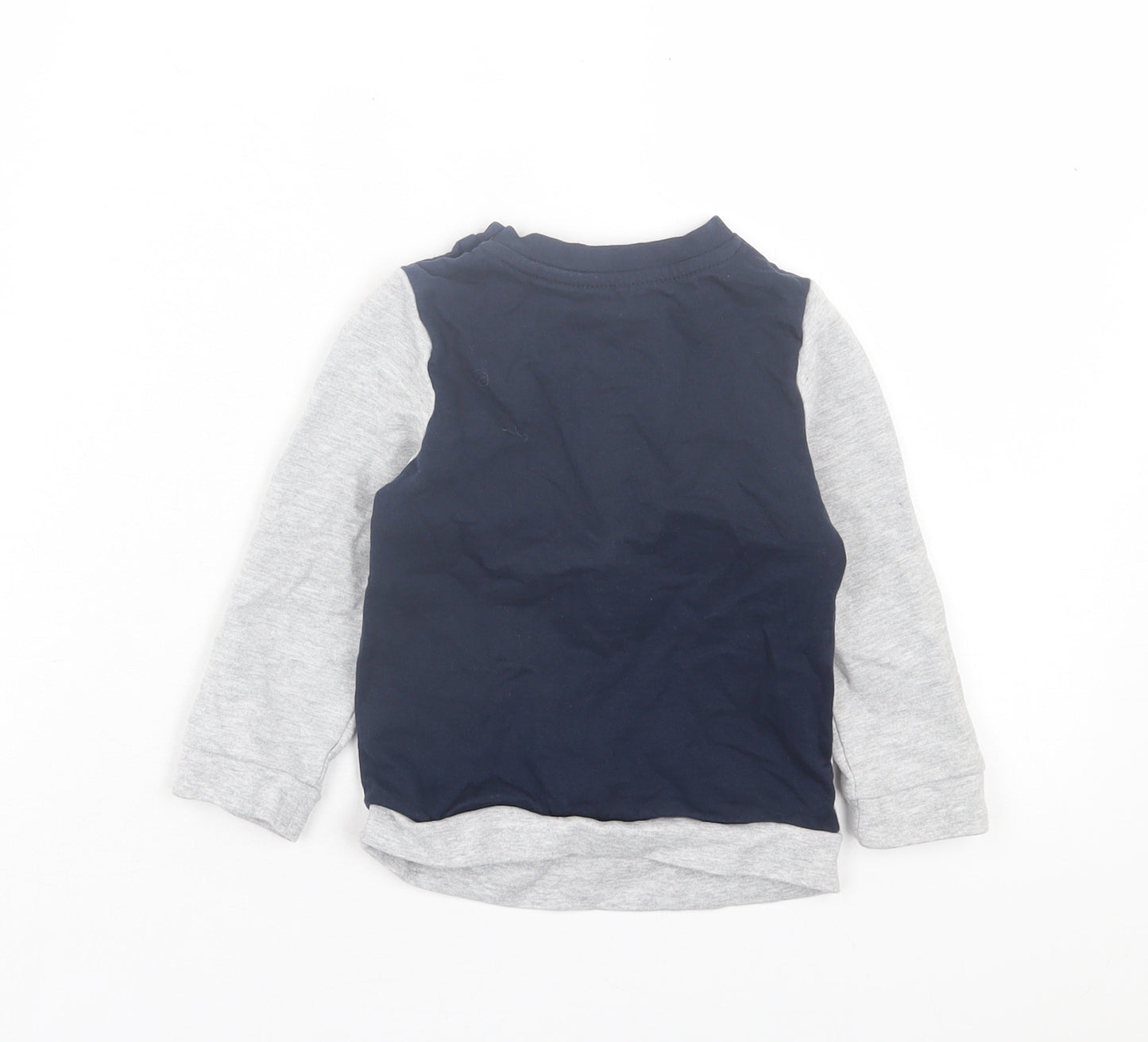 pep&co Boys Grey Cotton Basic Casual Size 18-24 Months Crew Neck Button