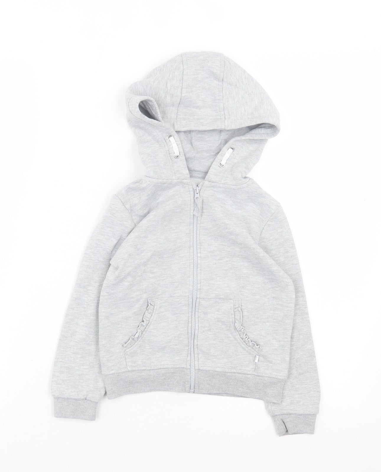 Primark Girls Grey Cotton Full Zip Hoodie Size 5-6 Years Zip